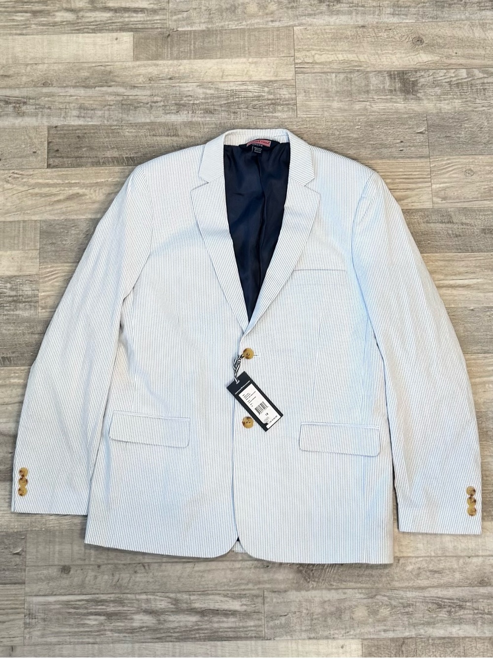 Vineyard Vines Shep Ian NWT Blue Stripe Seersucker Blazer Boys 18 Lined